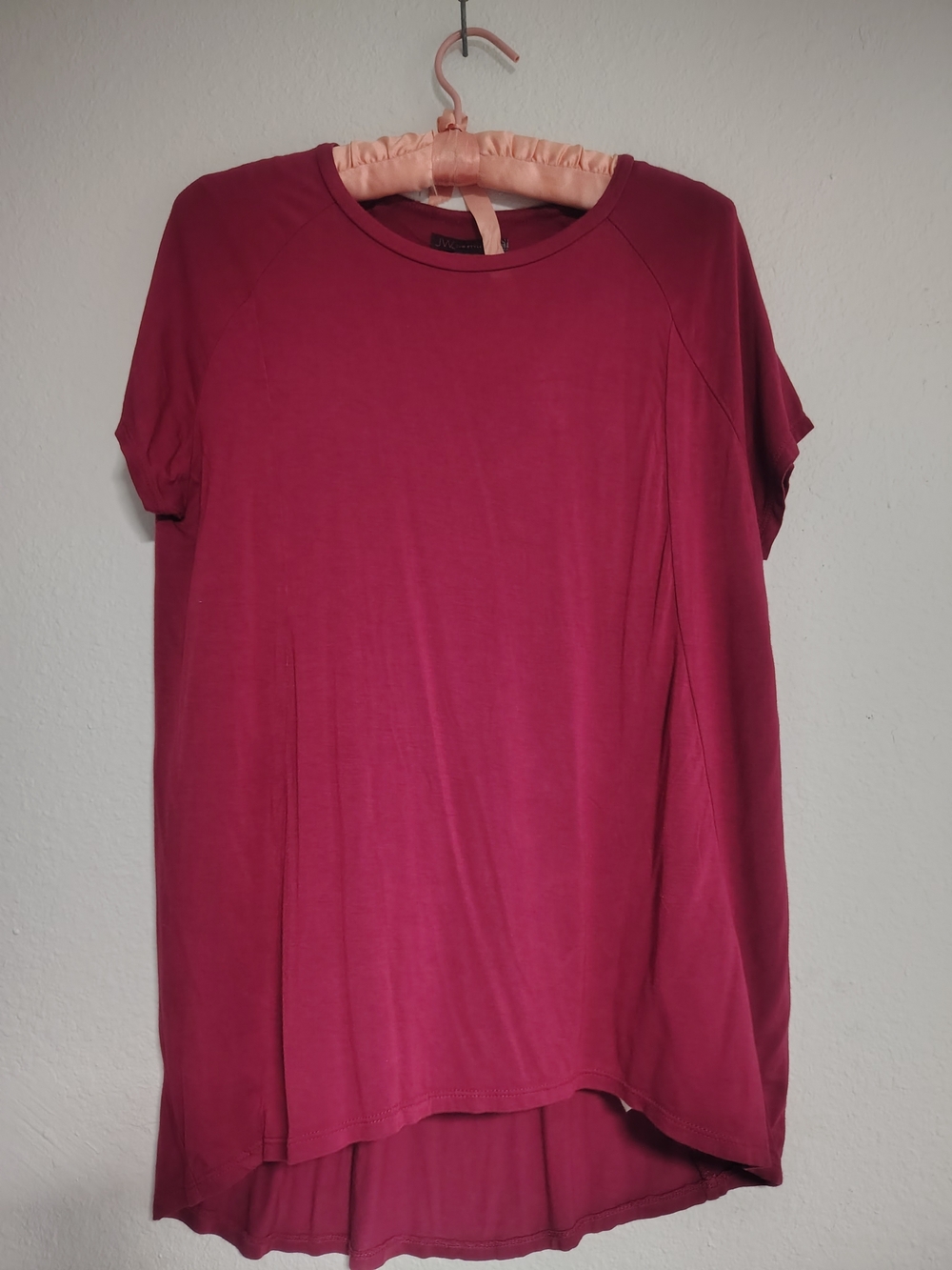 J W Style Women's Short Sleeve Peplum Hem Top - Wine